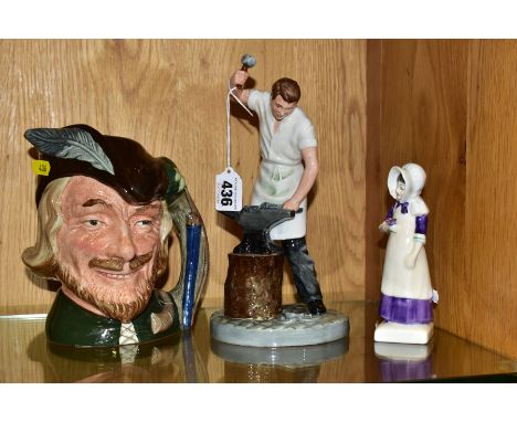 TWO ROYAL DOULTON FIGURES AND A LARGE ROYAL DOULTON CHARACTER JUG, comprising 'Classics - Blacksmith' HN4488, 'Anna' HN2802 a