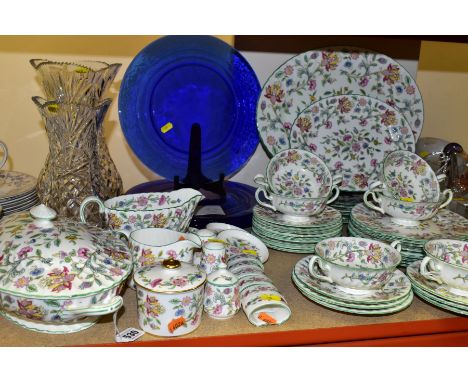 MINTON 'HADDON HALL' PART DINNER SERVICE ETC, comprising six dinner plates, nine starter plates, nine side plates, six teacup