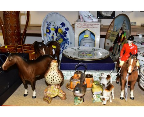 BESWICK AND OTHER DECORATIVE CERAMIC ITEMS ETC, comprising Beswick 1501 Huntsman with two hounds, 976 left facing mare, 1484 