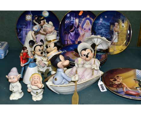 LENOX DISNEY SHOWCASE COLLECTION FIGURES AND FRANKLIN MINT CINDERELLA COLLECTORS PLATES ETC, comprising 'Mickey's Rowboat Rom
