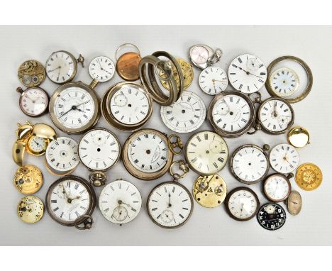 A BOX OF ASSORTED POCKET WATCH SPARES AND REPAIRS, to include ceramic dials, white metal cased pocket watches with damage or 