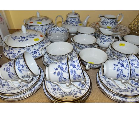 A ROYAL DOULTON 'SAPPHIRE BLOSSOM' DINNER SERVICE FOR SIX, comprising of six each of the following, teacups, saucers, side pl