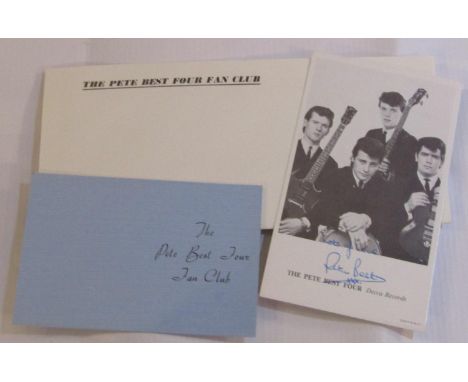 Pete Best Decca Records Promotional Card signed and Pete Best Fan Club memorabilia 