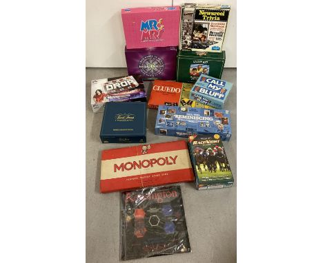 A collection of vintage board games to include TV related board games. Lot includes: Trivial Pursuit, Cluedo, Kensington and 