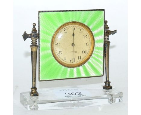 A silver and enamel desk timepiece 