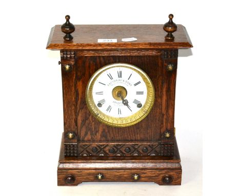 Oak mantel clock, Fattorini & Sons Bradford