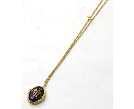 A 9ct gold enamel locket on chain 15.78g gross