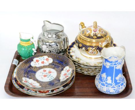 English ceramics including Chamberlains Worcester 514 plate, George Jones & Sons desert service, silver lustre jug, etc