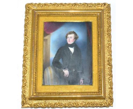 Miniature portrait of a young gentleman in an interior 