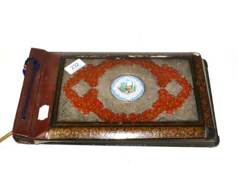 An Indo Persian lacquer enamel and white metal mounted photograph album 