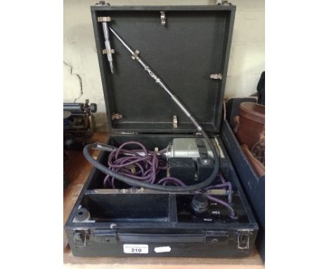 A vintage W&amp;H Dentalwork cased portable dentist's drill. 
