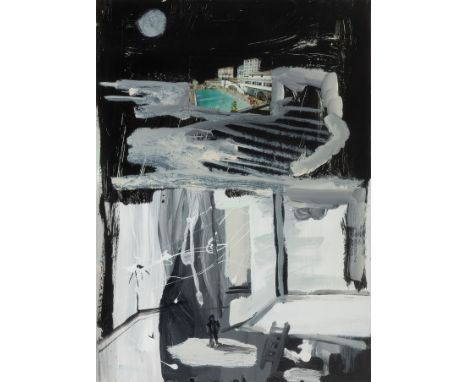 JUAN UGALDE (Bilbao, 1958).Untitled, 1997.Mixed media (gouache, ink and collage) on paper.With label of the Galería Fúcares (
