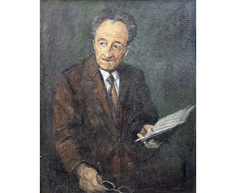 ‡ RICHARD JONES oil on board - half portrait of a seated Saunders Lewis (Welsh political activist, poet, dramatist, historian