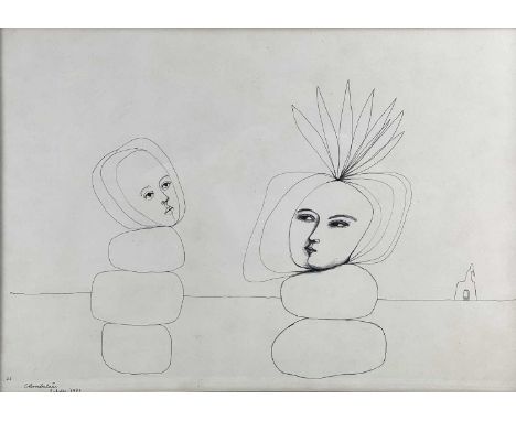 ‡ BRENDA CHAMBERLAIN pen and ink - entitled verso 'Line Drawing No.45 1970', signed and dated June 1970Dimensions: 41 x 57cms