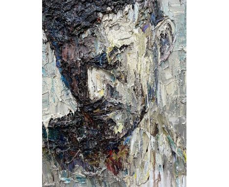 ‡ CARL MELEGARI oil on box canvas - head and shoulders portrait, entitled verso 'Giraldo'Dimensions: 45 x 35cmsProvenance:pri