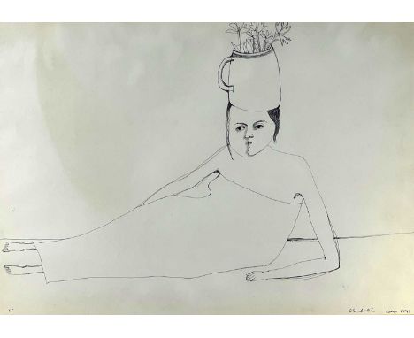 ‡ BRENDA CHAMBERLAIN pen and ink - entitled verso 'Line Drawing No.35 1970', signed and dated October 1970Dimensions: 40 x 58