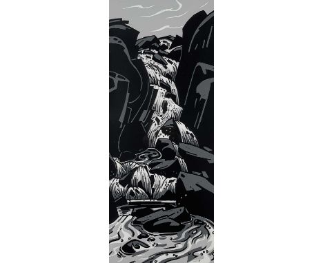 ‡ SIR KYFFIN WILLIAMS RA limited edition (57/100) coloured print - Ogwen Falls, Snowdonia, signed with initialsDimensions: 80