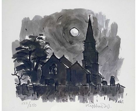 ‡ SIR KYFFIN WILLIAMS RA limited edition (122/250) print - moonlit Anglesey Church, signed in fullDimensions: 25 x 30cmsProve