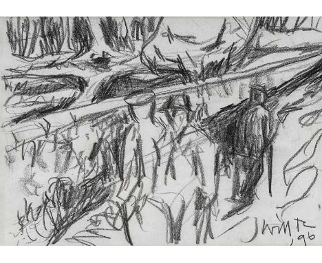 ‡ WILL ROBERTS pencil sketch - figures walking along roadway, signed and dated '96Dimensions: 20 x 29cmsProvenance:private co