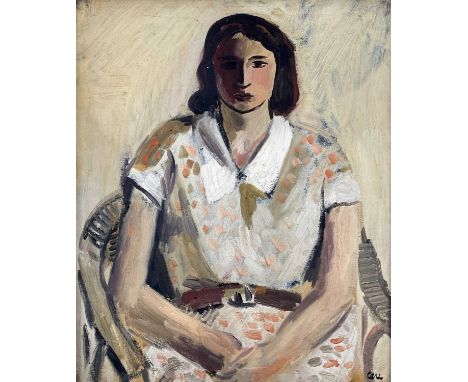 ‡ CERI RICHARDS CBE oil on canvas - entitled verso 'Portrait of Esther (artist's sister)', circa 1931, signedDimensions: 60 x