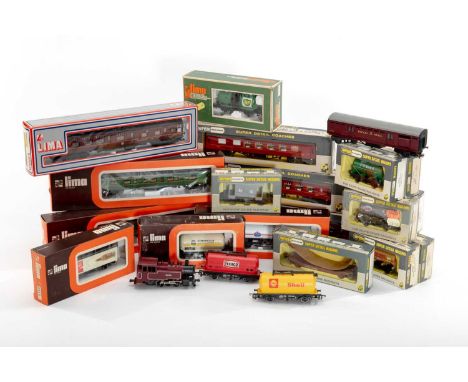 ASSORTED LIMA &amp; WRENN OO/HO GAUGE ROLLING STOCK, mostly boxex, including coaches, petrol tank wagons, mineral wagons ETC.