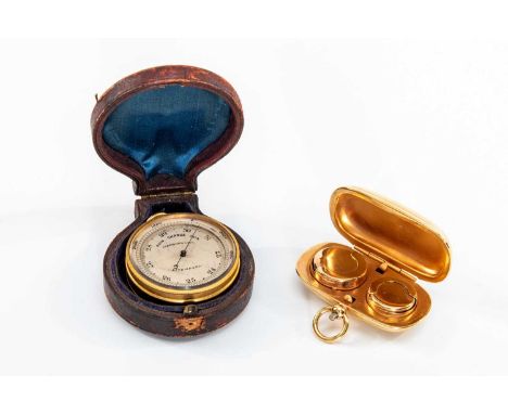 TRAVELLING BAROMETER & SOVEREIGN CASE, barometer with 'Chadburn & Son, Liverpool' on the dial, in the original case, together