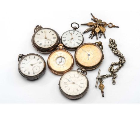 ASSORTED POCKET WATCHES, including mid Vicotian silver pair cased watch, Late Victorian silver chronograph watch with stepped