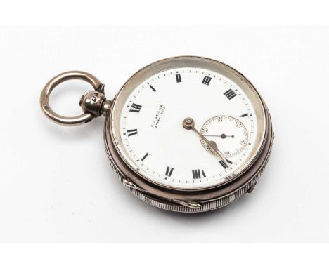 GV SILVER POCKET WATCH, Chester 1919, key wind movement, white enamel dial with Roman numerals, subsidary seconds dial, engin