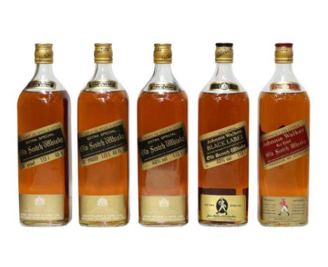 Assorted Johnnie Walker Scotch Whisky, to include: Johnnie Walker, Black Label, Old Scotch Whisky, 1970s bottling, 70 proof, 