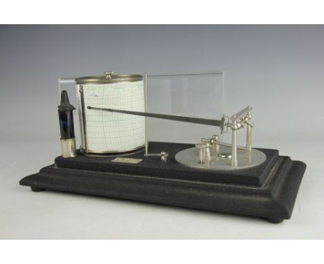 A Negretti & Zambra London barograph, No. R/42704 Range 28"/31ins , within a fitted perspex and black metal case, 34.5cm wide