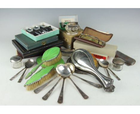 A selection of silver and plated wares to include a cased set of silver teaspoons, James Edward Barry, Sheffield 1946, two ca