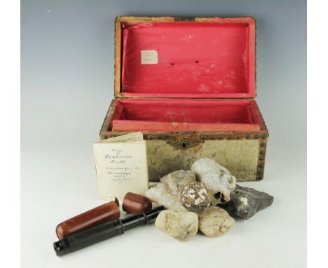 A 19th century mineralogy collection of Shropshire interest, comprising a selection of quarts and other stone specimens in a 
