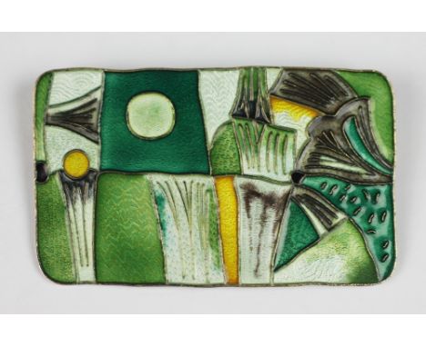 A Norwegian silver gilt and enamelled David Andersen brooch, circa 1955, 'Summer' from the Four Seasons collection, the recta