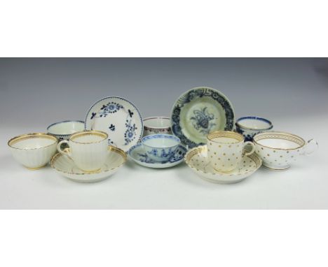 A selection of 18th century and early 19th century English porcelain, to include; a gilt highlighted and fluted trio, circa 1