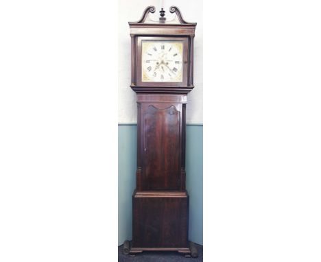 A George III mahogany eight day longcase clock, with painted dial signed George Parker Wisbeach, with Roman numeral chapter r