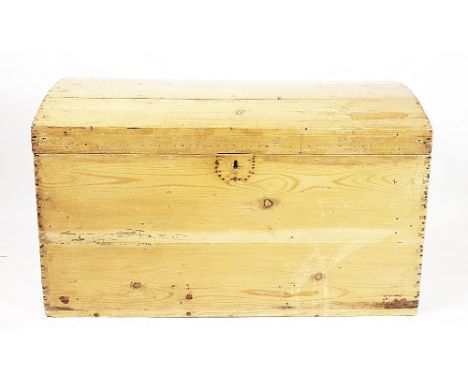 A pine dome top trunk, 54cm H x 89cm W