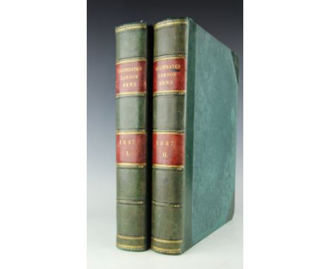 ILLUSTRATED LONDON NEWS - 1887, 2 vols, Royal Jubilee year, with three large folding plates - Types of the Navy at the Royal 