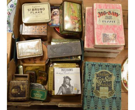 Collection of GWR and other vintage wooden jig-saw puzzles and various trade tins etc   Condition: 