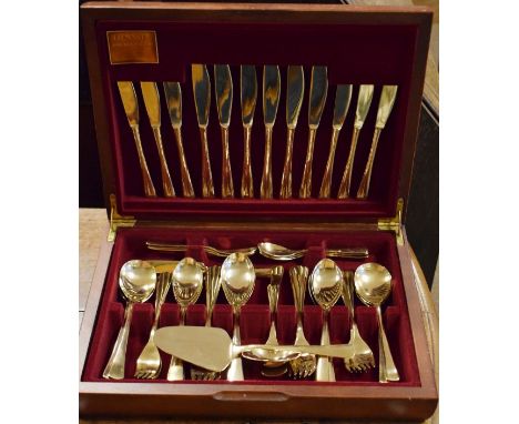 Canteen of Dynasty polished bronze cutlery, cased   Condition: 