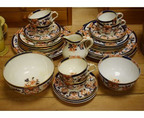 Late 19th Century blue, white, red and gilt decorated tea service   Condition: 