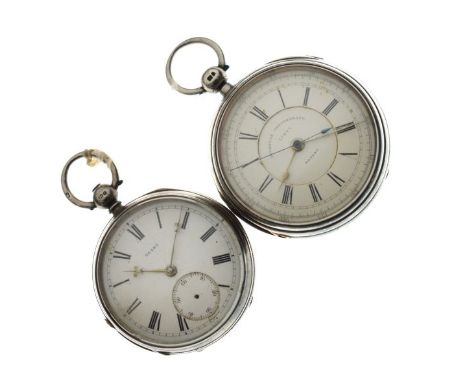 Gentleman's silver cased key wind pocket watch, the white enamel dial inscribed Improved Chronograph and having Roman and Ara