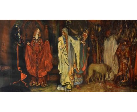 After Edwin Austin Abbey - Early 20th Century coloured print - King Lear Act I, Scene I, framed and glazed   Condition: 