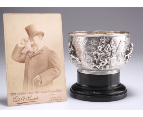 ROYAL INTEREST: A VICTORIAN SILVER ROYAL PRESENTATION BOWL,&nbsp;by Francis Boone Thomas, London 1895, circular, cast in high