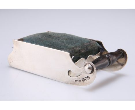 A RARE LATE VICTORIAN SILVER NOVELTY PIN CUSHION,&nbsp;by&nbsp;John Grinsell &amp; Sons, London 1899, in the form of a sleigh
