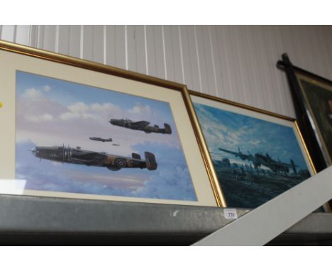 After Barry G Price 'Halifax Bombers', together with a pencil signed John Raisin print 'Early One Morning, Handley Page, Hali
