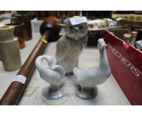 A Nao owl; a Nao goose and a Lladro goose