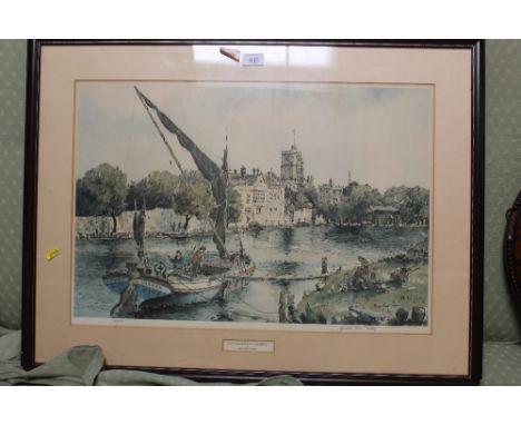 A pencil signed limited edition print "Mainstone from the River Medway" by Gerald Edwin Tucker