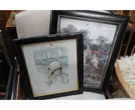 An oleograph together with a print "A Fair Breeze"