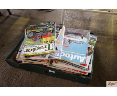 A tray box containing mostly tractor and agricultural magazines, some car magazines etc.