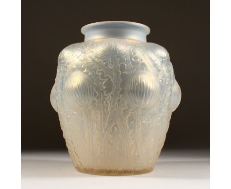 A LALIQUE VASE, "DOMREMY", OPAQUE, Etched R. Lalique, France, No. 979, 22cms high. Illustrated Page 434 R. Lalique by Felix M